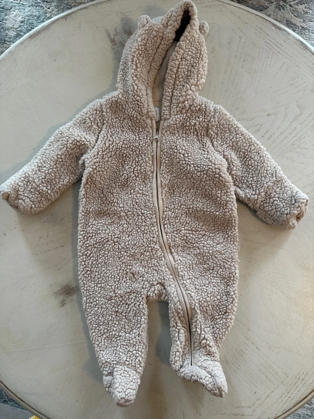 Baby GAP Cozy Sherpa One-Piece Winter Coverall Suit Cream Bear 3-6 months